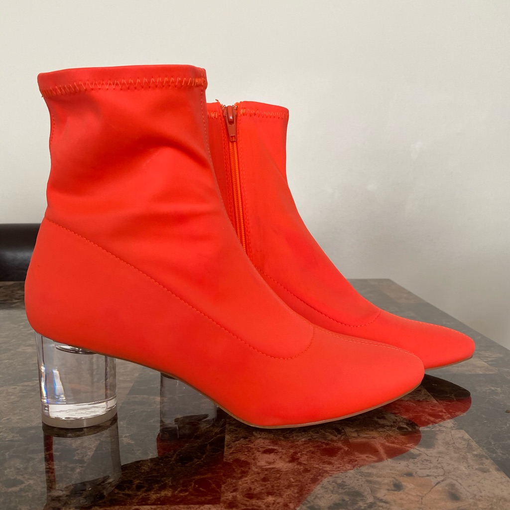 (Brand New) Neon Orange Sock Booties In Size 10